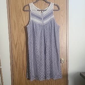 Xhilaration Lavender Lace A-Line Mini Dress with Cream Yoke